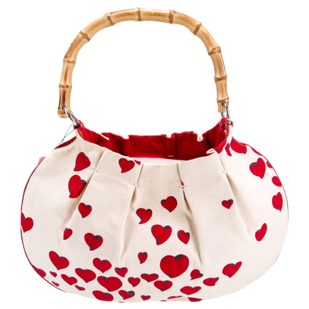 MOSCHINO CHEAP & CHIC VALENTINE’S DAY HEART WOODEN HANDLE XL VINTAGE BAG…